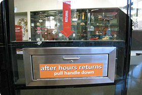 Book Return post from close up.